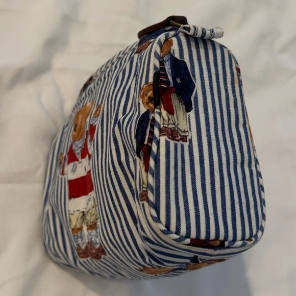 Vintage y2k Ralph Lauren Polo Striped Bear Cosmetic Bag - Picture 3 of 4